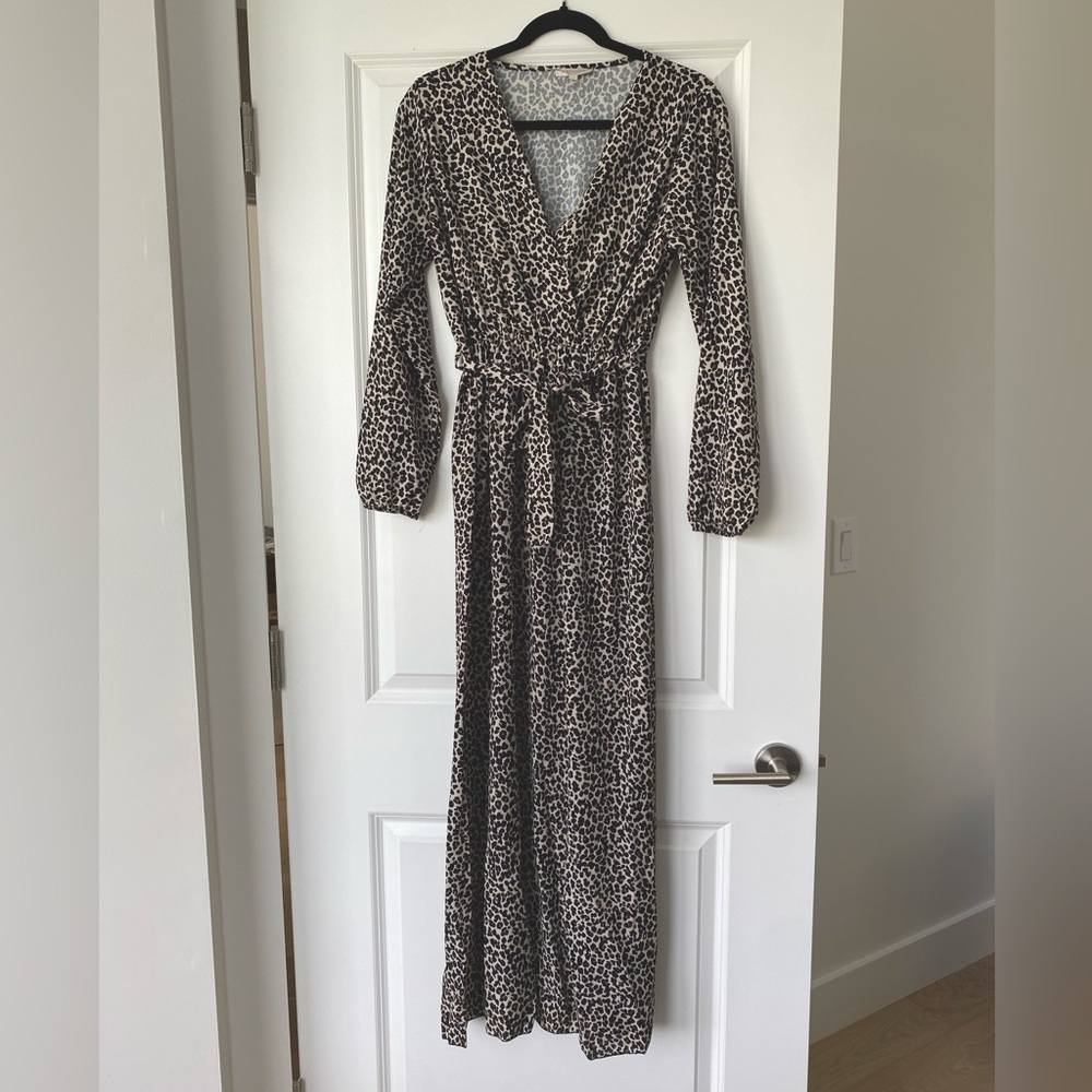 New Marisa & Marie leopard long sleeve maxi dress